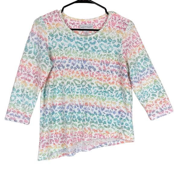 Alfred Dunner Womens Sweater Multicolored Leopard Print Texture Asymmetrical PS - Picture 1 of 12